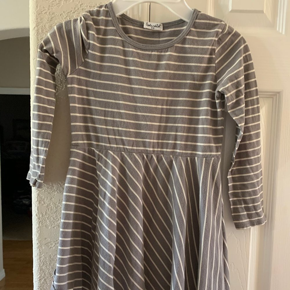 Splendid grey and white striped long sleeve dress